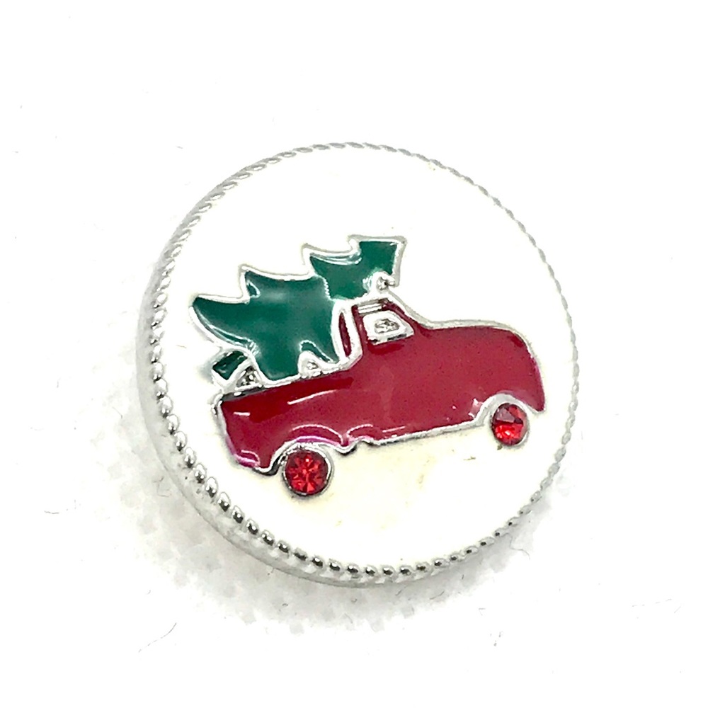 Christmas snap button 20mm gingersnaps red truck ASN20